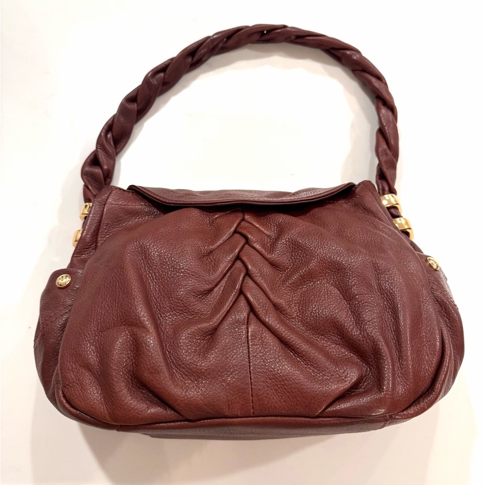 B.MAKOWSKY •brown soft grain leather shoulder bag EUC